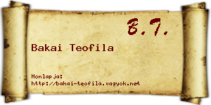 Bakai Teofila névjegykártya
